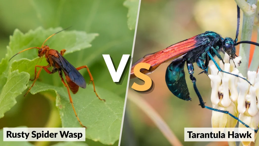 Rusty Spider Wasp vs Tarantula Hawk