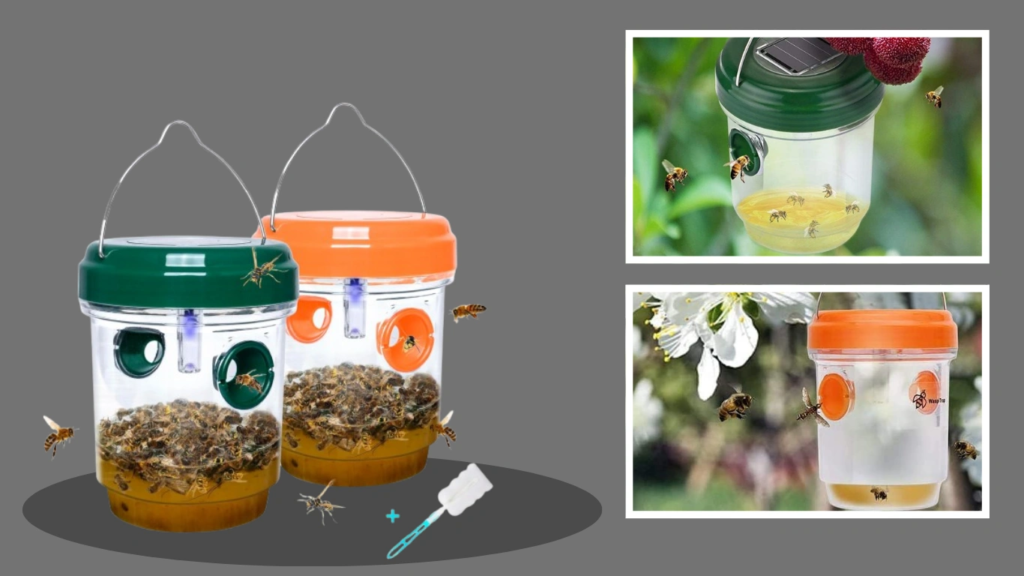 2 Pack Solar Wasp Traps Outdoor Hanging Yellow Jacket Traps