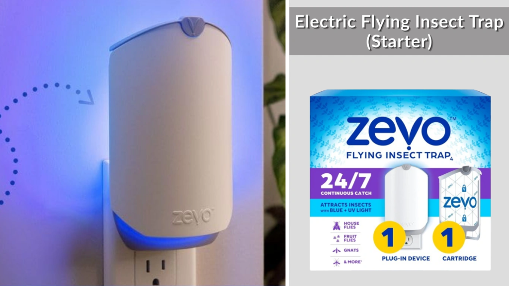 Zevo Flying Insect Trap & Cartridge - Plug in Fly Trap & Indoor Bug Catcher for Gnats, House & Fruit Flies - Mess-Free - Use in Any