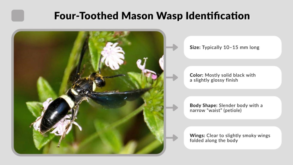 Four-Toothed Mason Wasp Identification: Size, Color, and Appearance