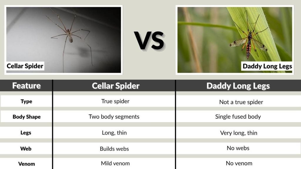 Cellar Spider vs Daddy Long Legs (Quick Comparison Table)