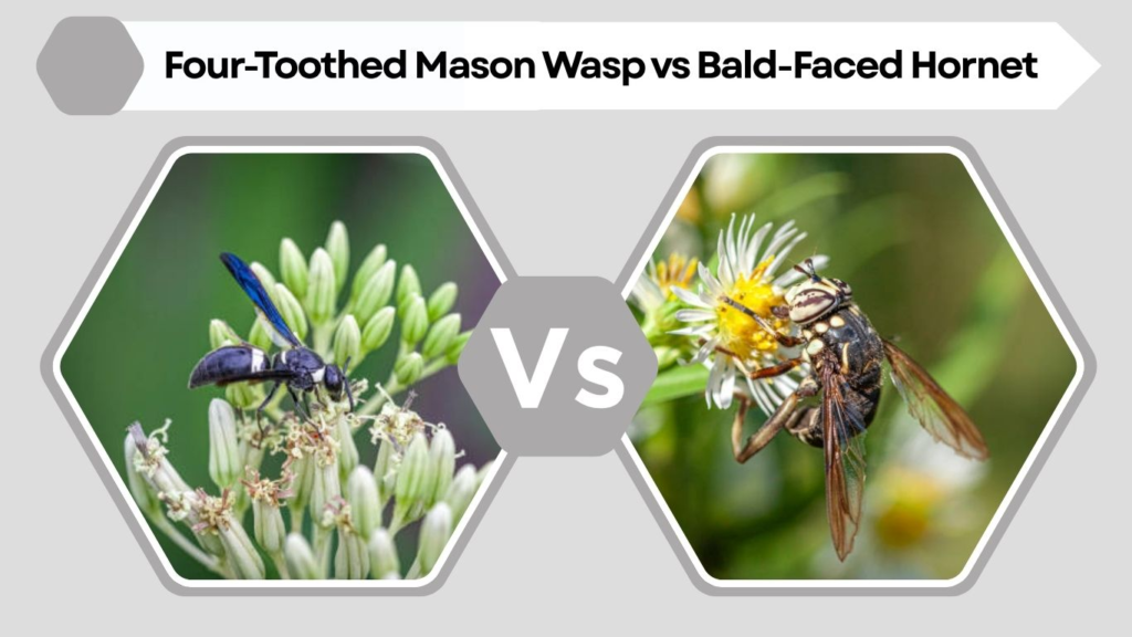 Four-Toothed Mason Wasp vs Bald-Faced Hornet