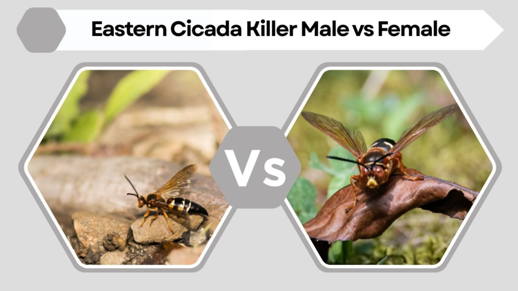 Eastern Cicada Killer Male vs Female