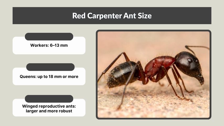 Red Carpenter Ant Size