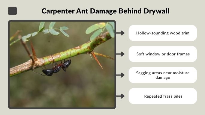 Carpenter Ant Damage Behind Drywall