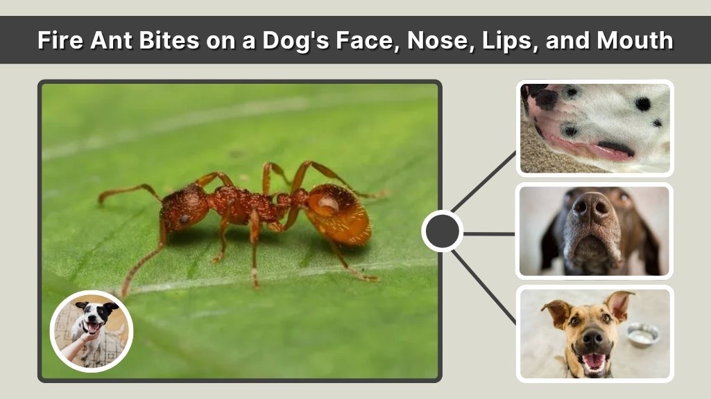Fire Ant Bites on a Dog's Face, Nose, Lips, and Mouth