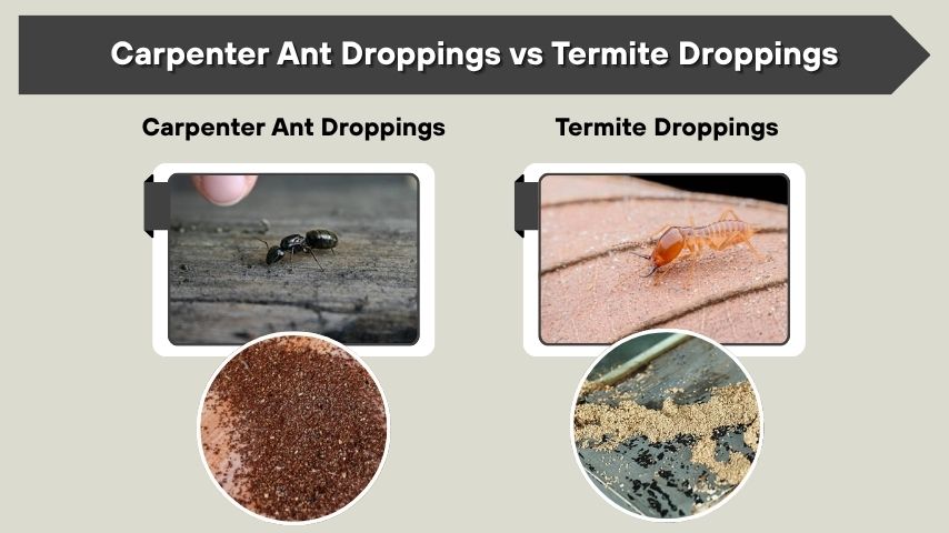 Carpenter Ant Droppings vs Termite Droppings