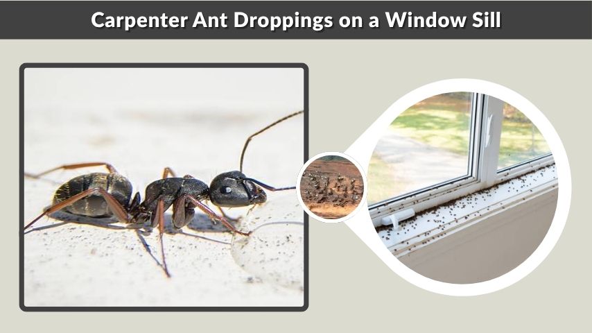 Carpenter Ant Droppings on a Window Sill