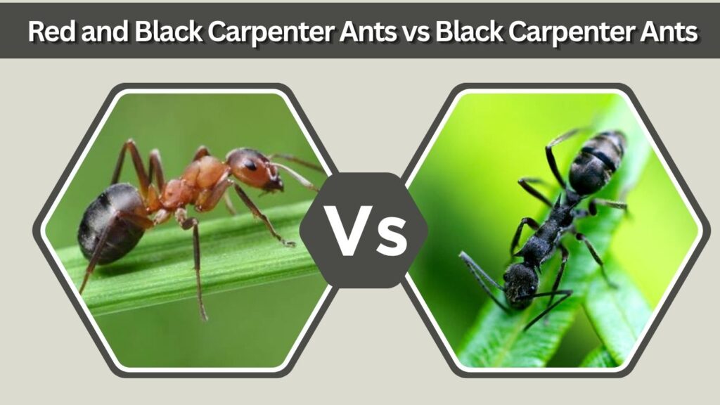 Red and Black Carpenter Ants vs Black Carpenter Ants