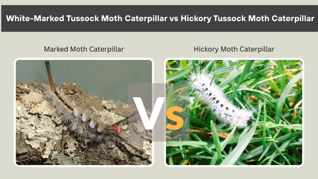 White-Marked Tussock Moth Caterpillar vs Hickory Tussock Moth Caterpillar
