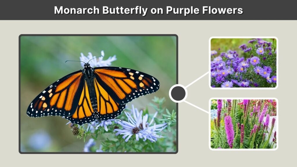 Monarch Butterfly on Purple Flowers
