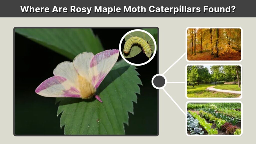 Where Are Rosy Maple Moth Caterpillars Found?