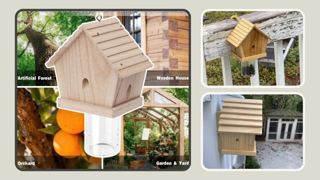 GRTRE 4-Pack Wooden Carpenter Bee Traps