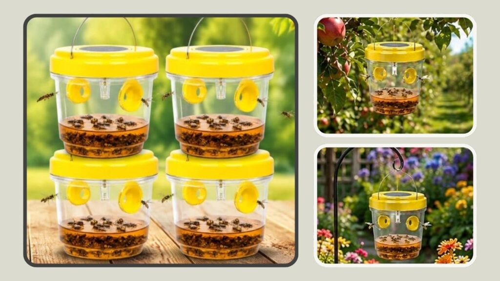 Mozvoltek 4-Pack Outdoor Hanging Bee and Wasp Traps