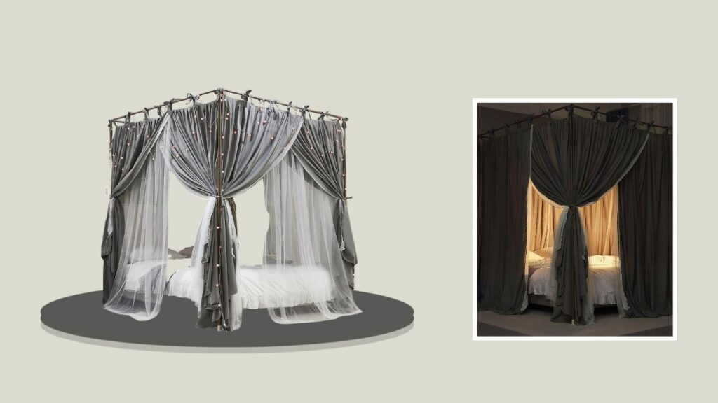 AIOOO Princess Double-Layer Bed Mosquito Net – Grey