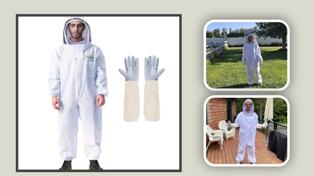 LONGADS Professional Beekeeping Suit with Gloves and Round Veil