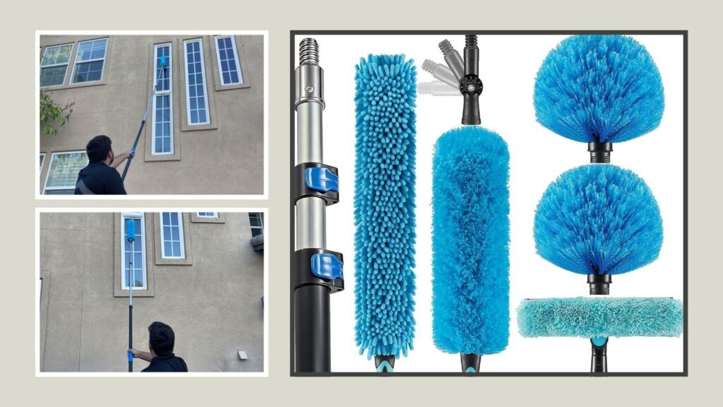 Extendable Reusable Cleaning Duster with Squeegee