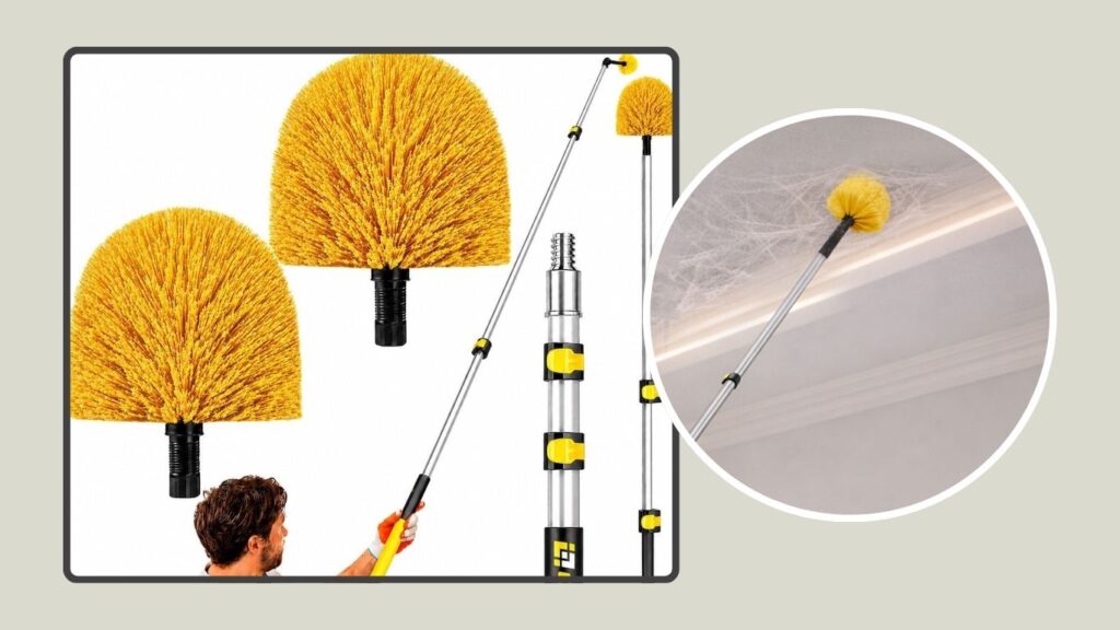Opow Cobweb Duster with Extension Pole and Two Brush Heads