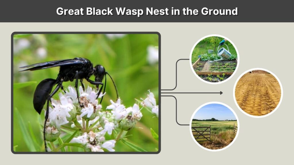 Great Black Wasp Nest in the Ground