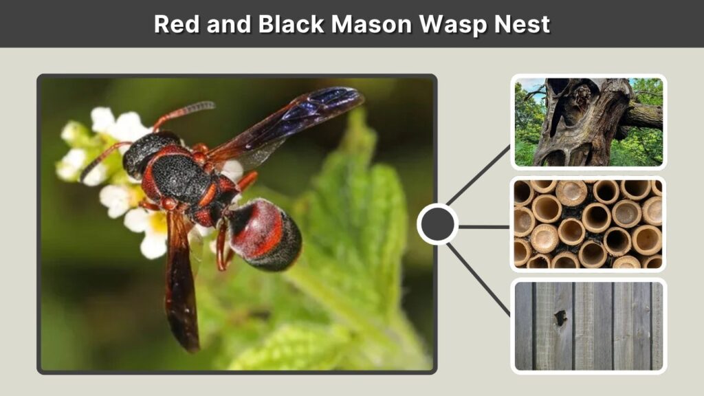 Red and Black Mason Wasp Nest